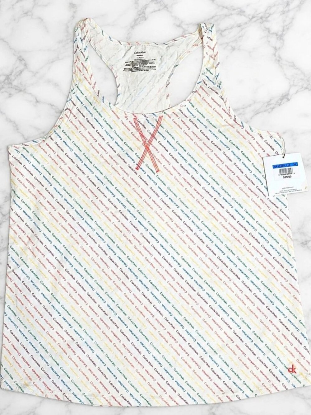 Calvin Klein XL Racerback Sleepwear Tank Top Logo Pajama Lounge Cami NWT